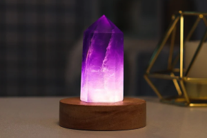 Illuminate Your Space with a Raw Amethyst Crystal Cluster Table Lamp